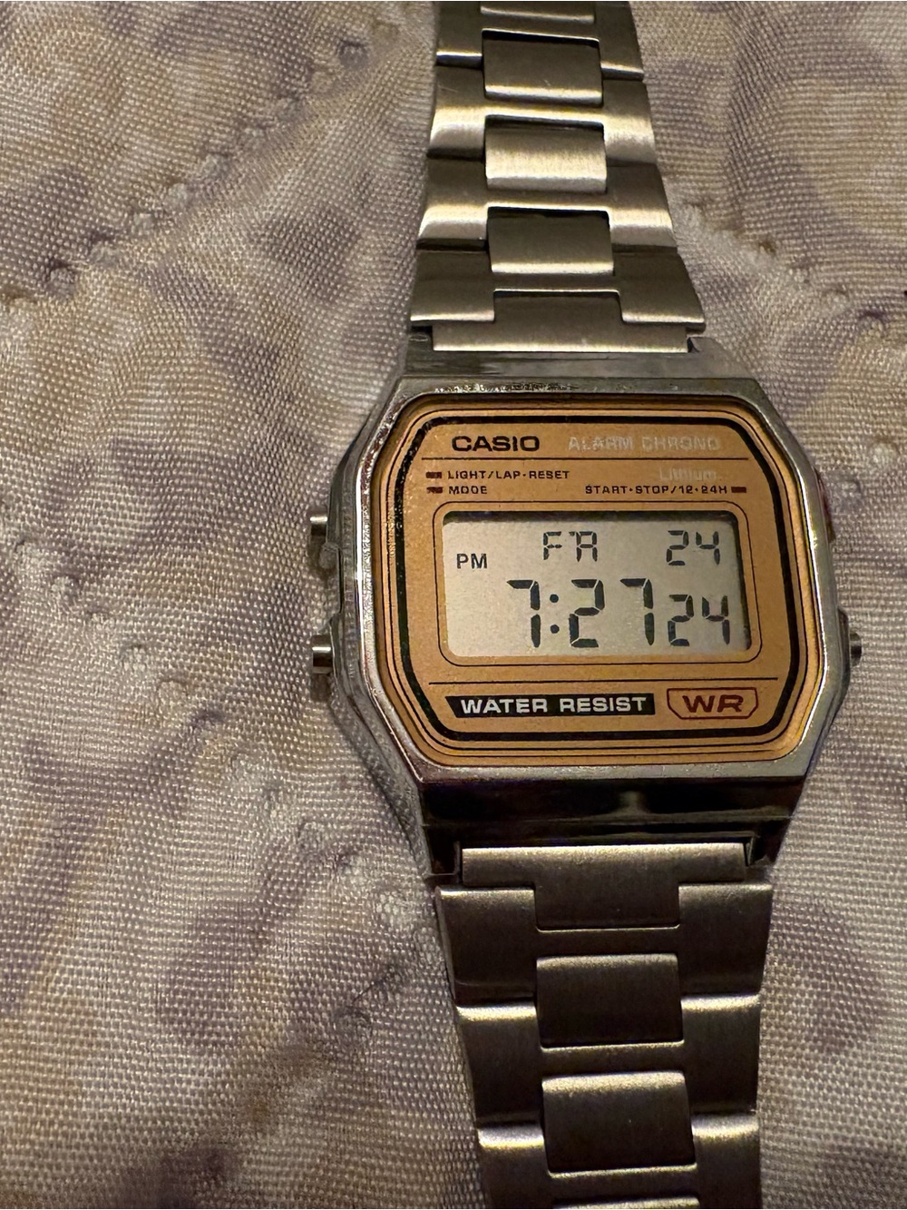 Casio Silver Watch with Gold-Tone Dial